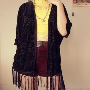 Black burnt out velvet shawl